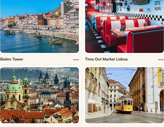 Search results for travel across saved Lisbon places
